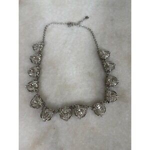 Large Chunky Crystal Lia Sophia Silver Stone Statement Necklace